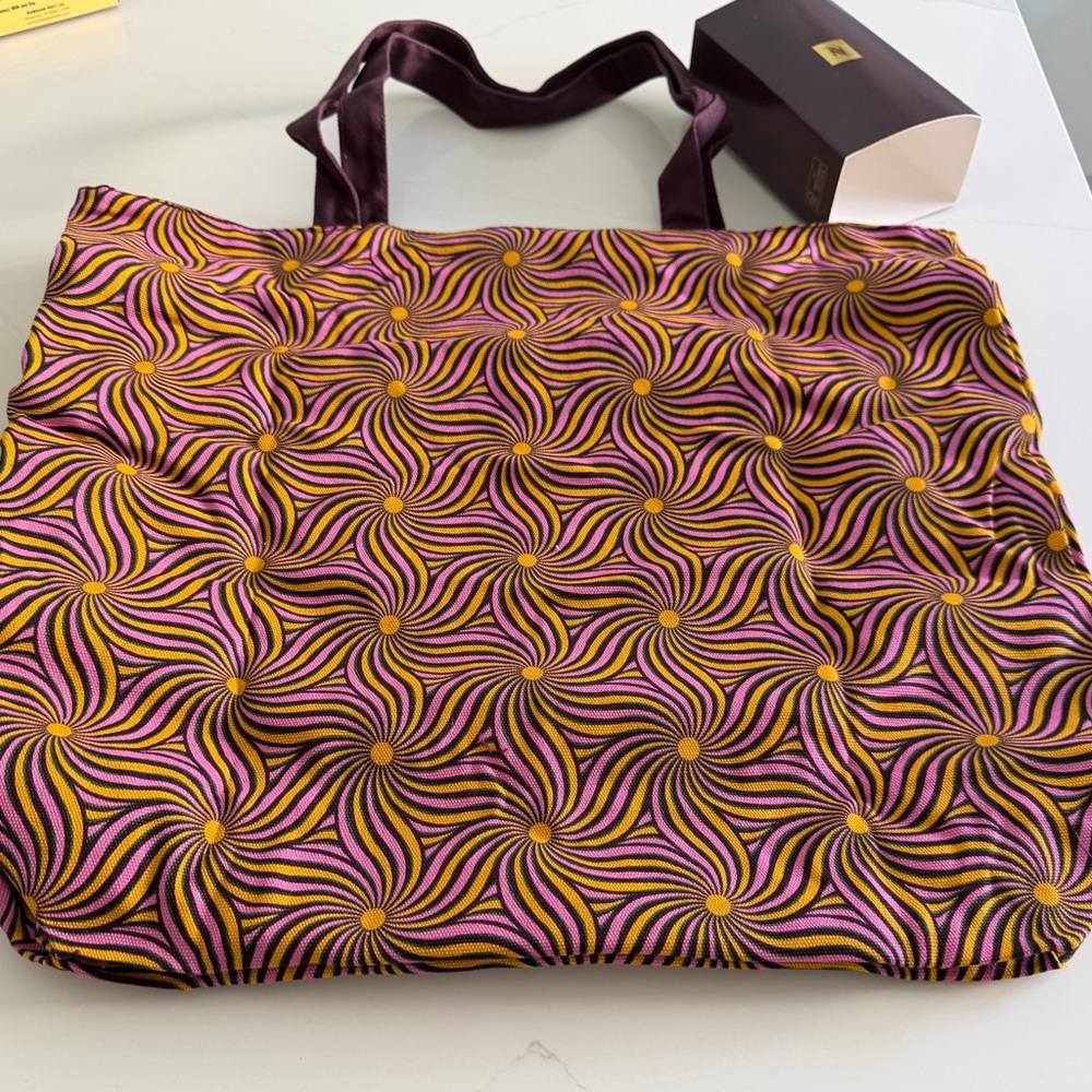 Nespresso Pink and Yellow Swirl Tote Bag